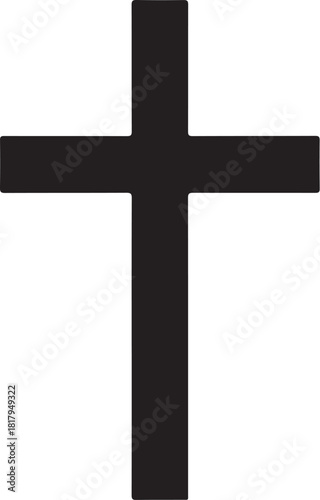 Black christian cross isolated on a white background graphic