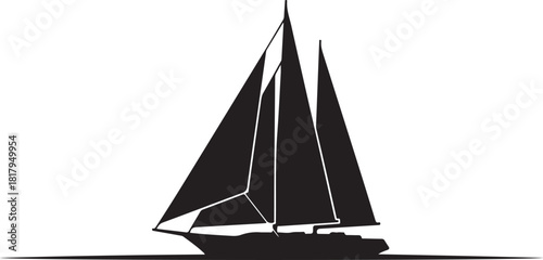 Sailing boat silhouette on white background vector graphic
