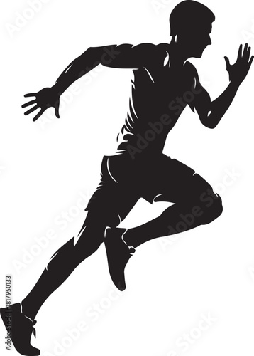 Silhouette of a male athlete running or sprinting fast