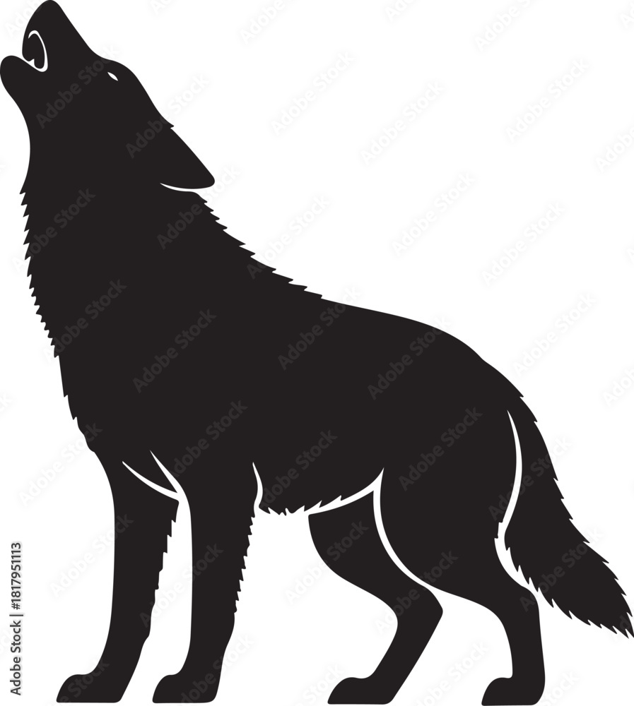 Obraz premium Howling wolf silhouette vector illustration icon symbol