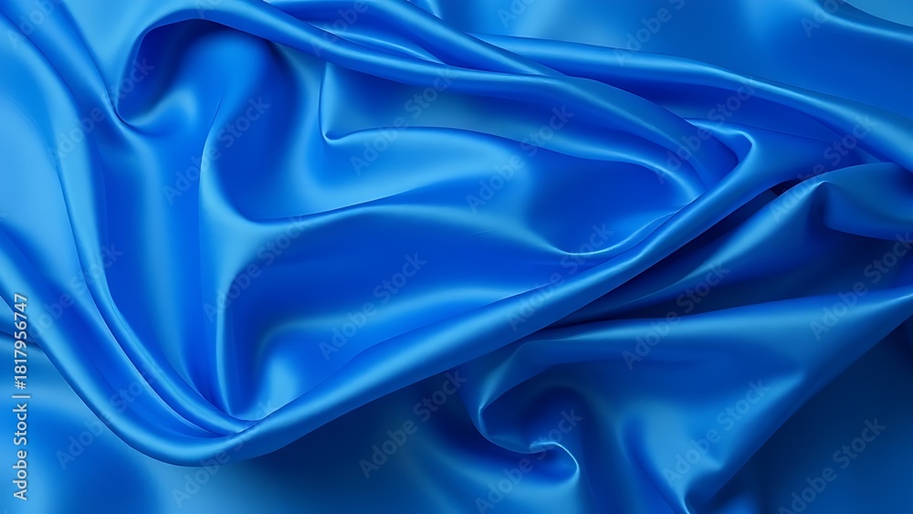 Fototapeta premium bombyx. Blue silk fabric flowing in the wind creating soft wave patterns. lifestyle magazines, social media lookbooks, designed for influencer and brand collaborations, used by ui designers.