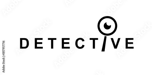 Detective service and investigation bureau icon or badge. Security agency icon, private investigator vector sign or symbol. Police service detective or inspector graphic emblem with magnifying glass