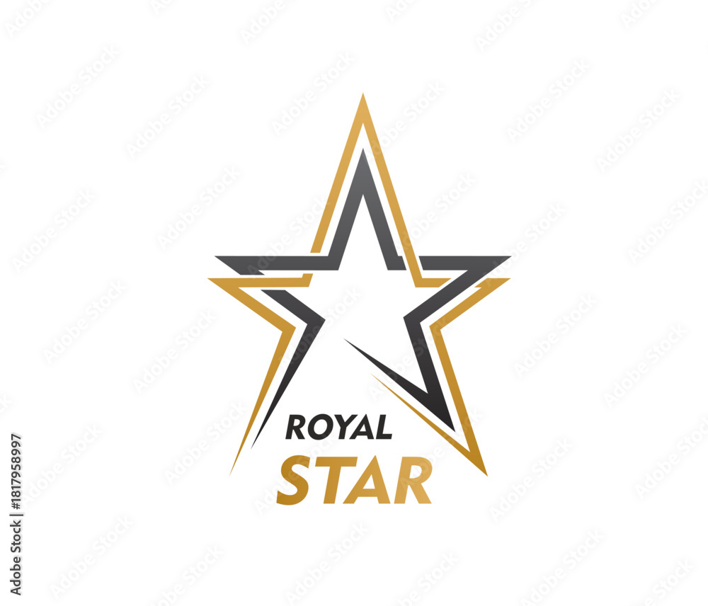Obraz premium Royal star icon or emblem. Business identity geometric emblem, brand success abstract vector sign. Company leadership award luxury icon, sport team or club star graphic symbol