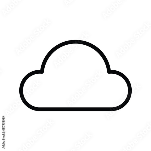 A minimalist outline of a cloud, presented as a clean graphic element. Weather Forecast and Season single line icon UI design.