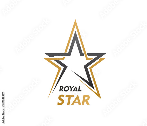 Royal star icon or emblem. Business identity geometric emblem, brand success abstract vector sign. Company leadership award luxury icon, sport team or club star graphic symbol