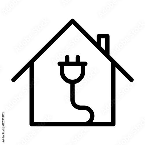 Line Icon – Home charging station for electric devices.