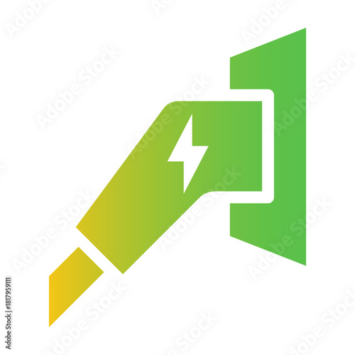 Gradient Icon – Charging gun plug inserted into a station wall.