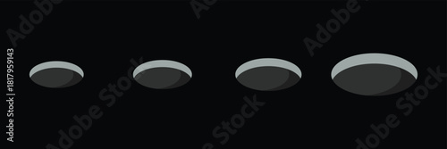 Golf field hole for ball. Rabbit or mouse round hole in ground. 3d perspective circle icon. Vector illustration isolated on white background .Vector illustration. EPS 10 .