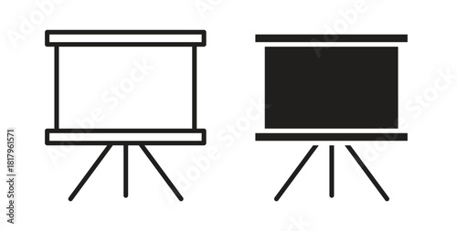 Presentation board icons with simple flat and thin stroke style