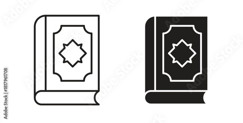 Quran book icons with simple flat and thin stroke style