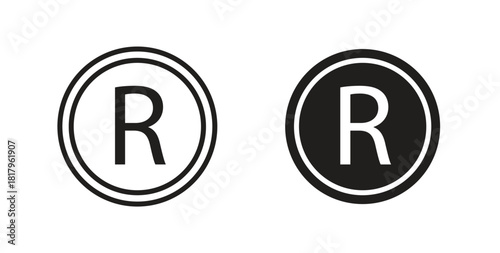 Registered trademark icons with simple flat and thin stroke style