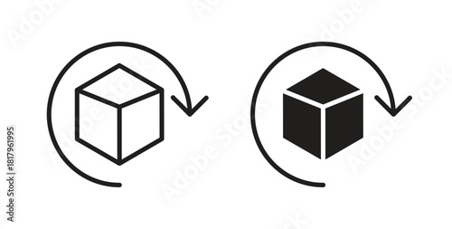 Return purchase icons with simple flat and thin stroke style
