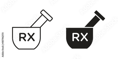 RX icons with simple flat and thin stroke style