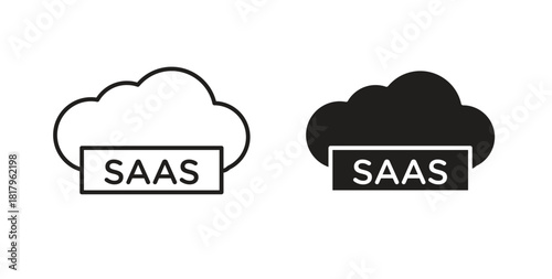 SaaS icons with simple flat and thin stroke style