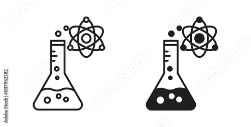 Science icons with simple flat and thin stroke style