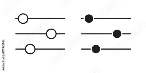 Settings sliders icons with simple flat and thin stroke style