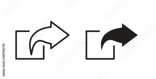 Share icons with simple flat and thin stroke style