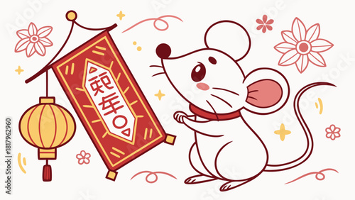 Happy Chinese New Year 2020 Rat Zodiac – Cute Mouse Cartoon Lunar New Year Greeting, Asian Festival Vector Illustration