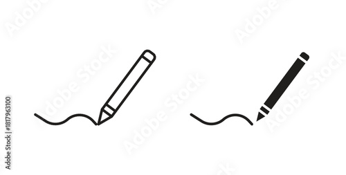 Signature icons with simple flat and thin stroke style