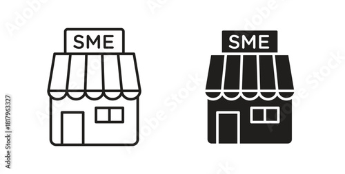SME icons with simple flat and thin stroke style