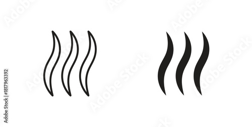 Smoke steam icons with simple flat and thin stroke style