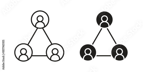 Stakeholders icons with simple flat and thin stroke style