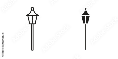 Street light icons with simple flat and thin stroke style