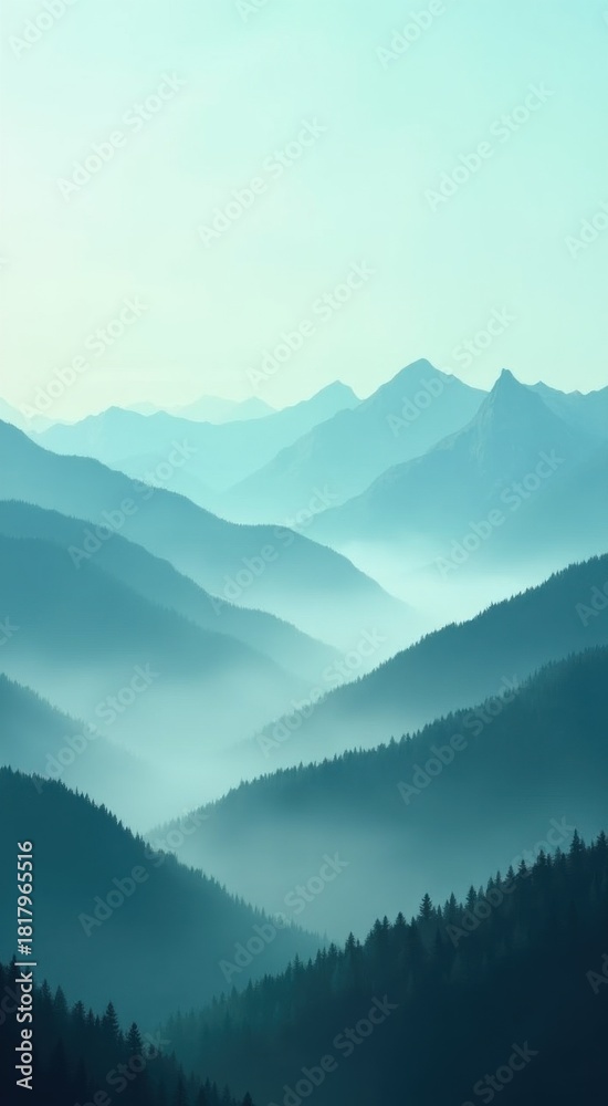 Fototapeta premium View of a mountain range with a few trees