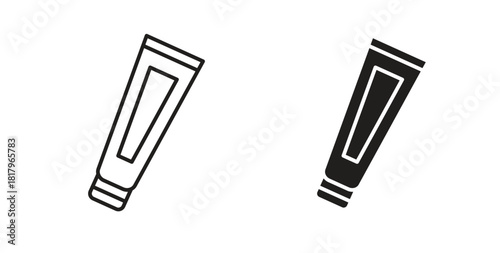 Toothpaste tube icons with simple flat and thin stroke style