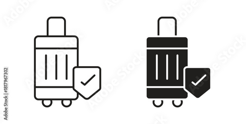 Travel insurance icons with simple flat and thin stroke style