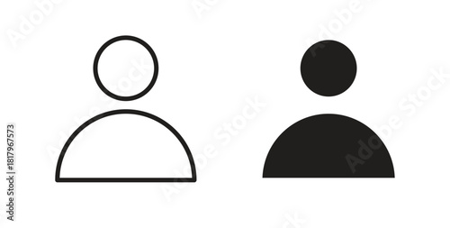 User icons with simple flat and thin stroke style