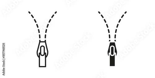 Zip icons with simple flat and thin stroke style