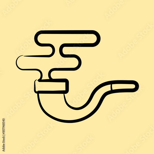 Icon smoking pipe. Pirates theme elements. Icon in hand drawn style.