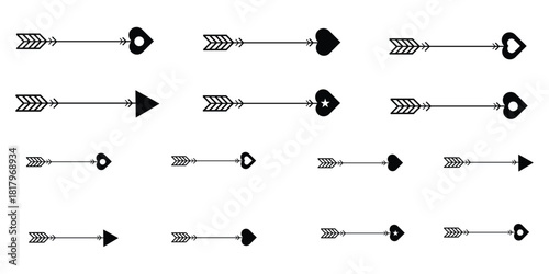 Own Created collection of outline Arrow icon Monochrome Directional symbols in various styles. Vector isolated on white background.