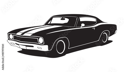 Classic Muscle Car Silhouette Vector Illustration