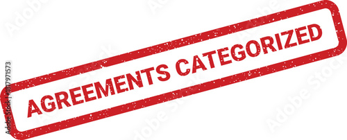 Grungy red rubber stamp showing that official documents or agreements have been systematically sorted and classified