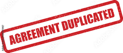 Professional grunge effect stamp showing AGREEMENT DUPLICATED for business archiving or official document reproduction