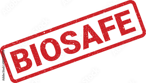Rectangular rubber stamp texture vector with grunge effect indicating BIOSAFE approval status