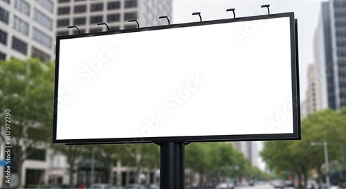 Wallpaper Mural Blank billboard advertising space in urban environment, surrounded by trees and buildings, ideal for promotional campaigns and marketing strategies with copy space Torontodigital.ca