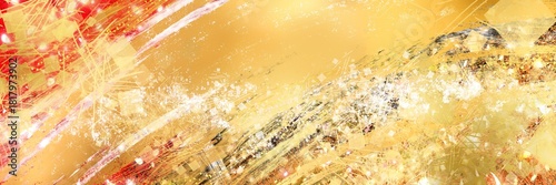 お正月背景風金箔桜花吹雪が輝く豪華横長背景