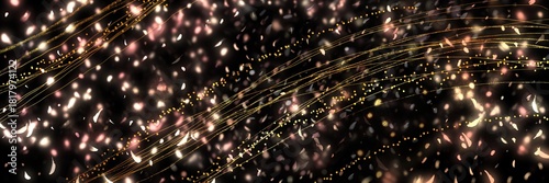 お正月背景風金箔桜花吹雪が輝く豪華横長背景