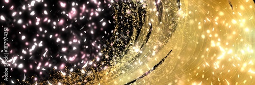 お正月背景風金箔桜花吹雪が輝く豪華横長背景