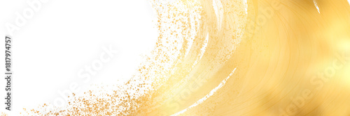 お正月背景風金箔、ブラシストロークの豪華横長背景