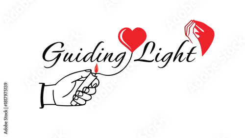 A hand ignites a candle creating a guiding light with a heart symbol and supportive hands above