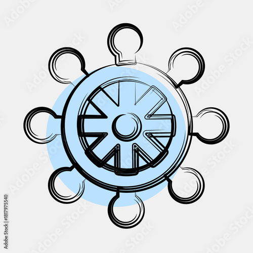 Icon ship wheel. Pirates theme elements. Icon in color spot style.