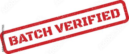 This red distressed stamp confirms that a batch of information or products has been verified for accuracy