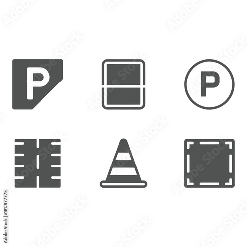 Collection of parking and road safety icons
