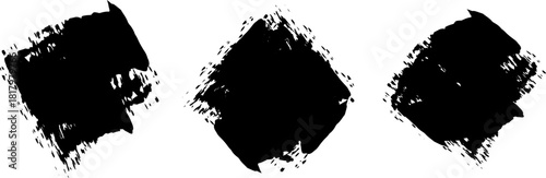 Brush lines set. Vector black paint brush spots, highlighter lines or felt-tip pen marker.Ink smudge abstract shape stains and smear Vector.Paint bold brush strokes,hand drawn thick grunge lines