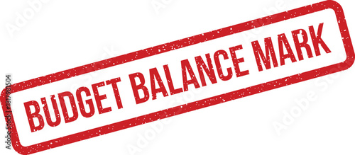 A distressed red rubber stamp impression indicates a budget balance mark for financial tracking