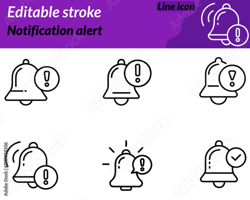 A modern minimalistic vector icon symbolizing alerts and user notifications. The design features a smooth rounded bell shape with a clean outline that conveys clarity and urgency  being intrusive.